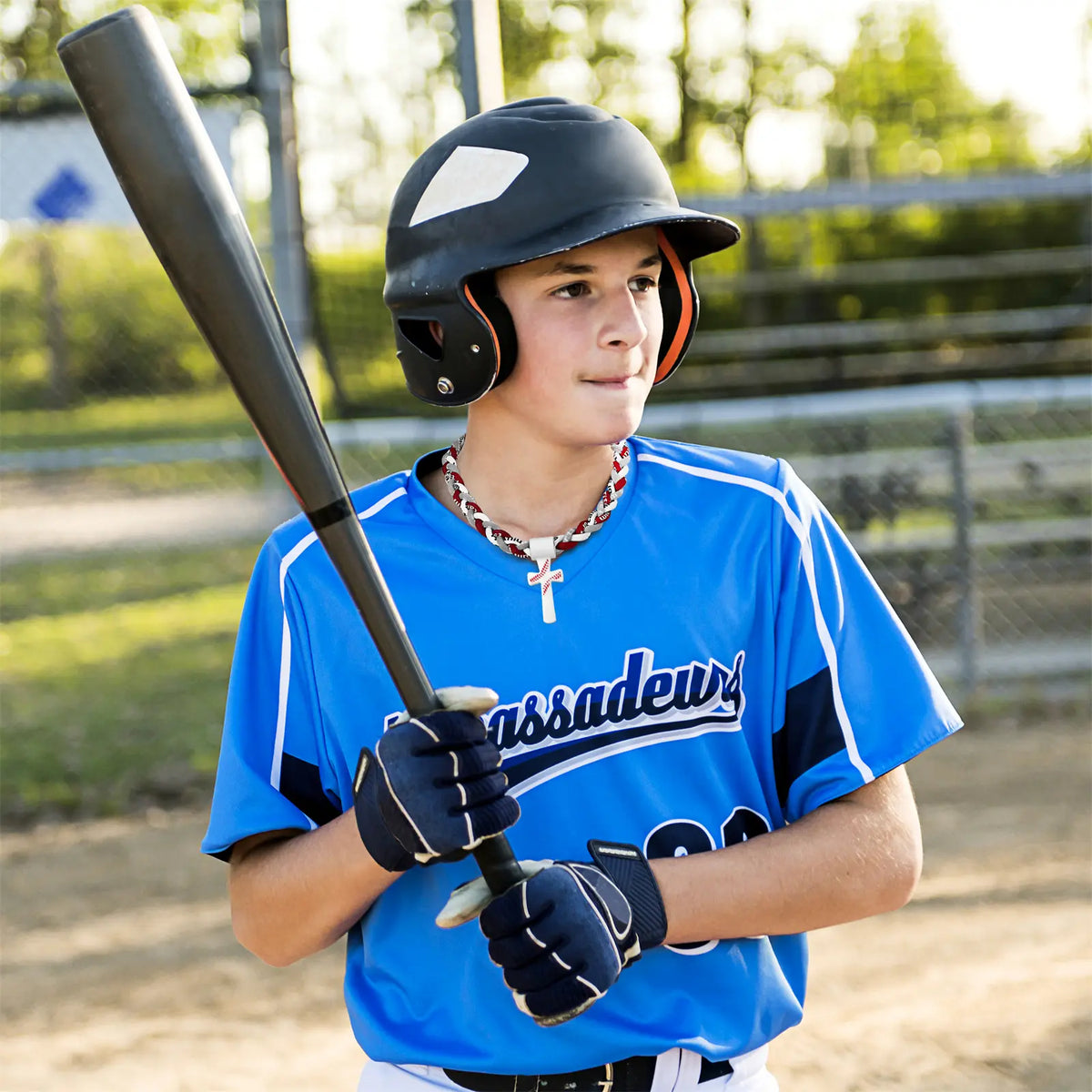 Baseball Necklaces for Boys 8-12, Triple Rope Tornado Sports Necklace with Cross Pendant, Soft Silicone & Rope Baseball Jewelry, Inspirational “I CAN DO ALL THINGS PHL4:13”, White, 18.11 in
