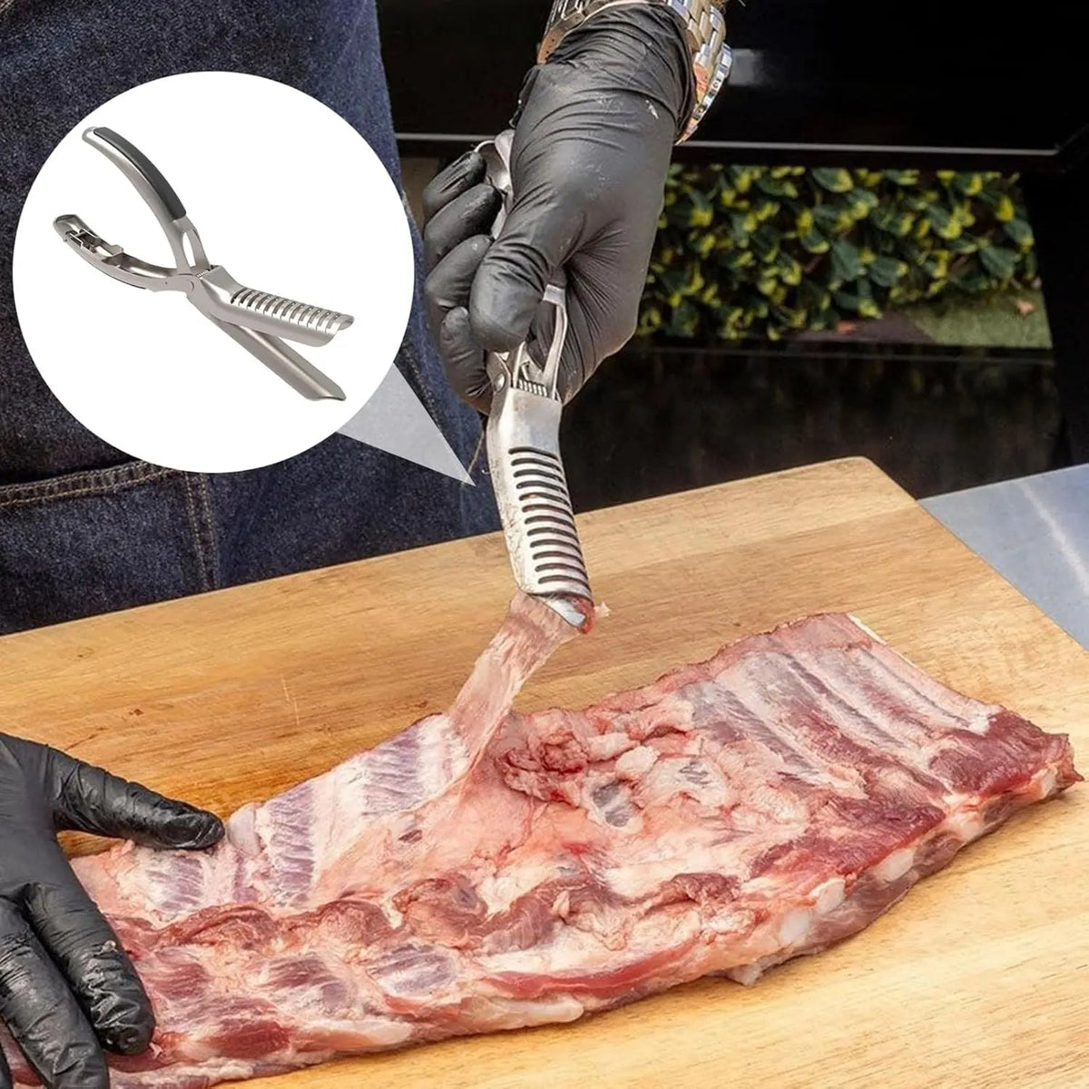 BBQ Rib , Rib Membrane Remover Stainless Steel Tool Kit, with Arc Clamp & Non-Slip Grip, Ergonomic Design for Easy Membrane Removal, Dishwasher Safe BBQ Accessories (1 PC)